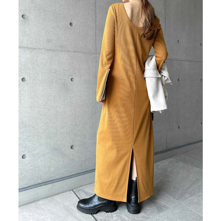 キャメル | フレアスリーブ リブ ロング | andme