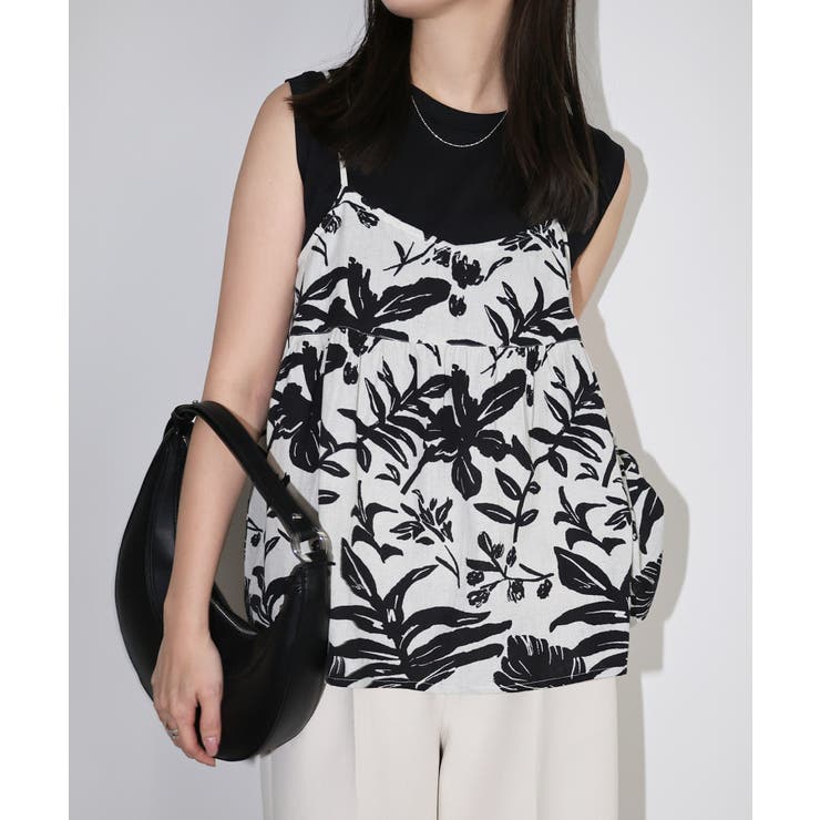 オフホワイト | リーフ柄 バックオープン キャミソール | andme