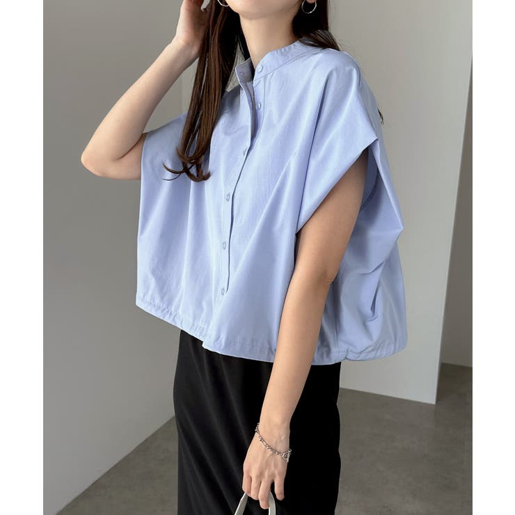 ライトブルー | 肩タック ショート丈 シャツ | andme