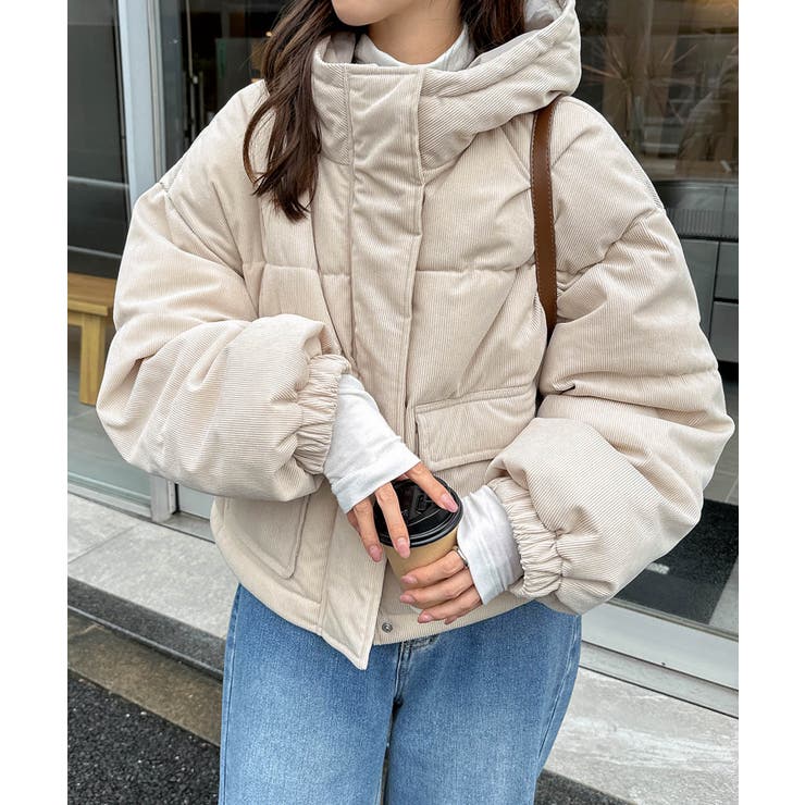 ライトベージュ | 中綿 ダウン 細コーデュロイ | andme