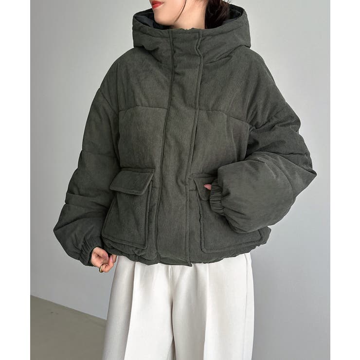 チャコールグレー | 中綿 ダウン 細コーデュロイ | andme