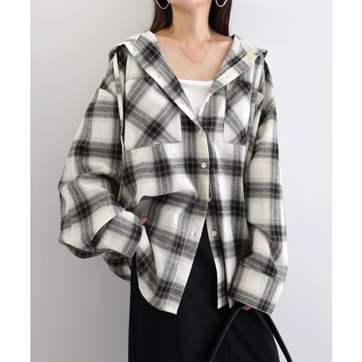 オフホワイト | フーディ チェック シャツ | andme