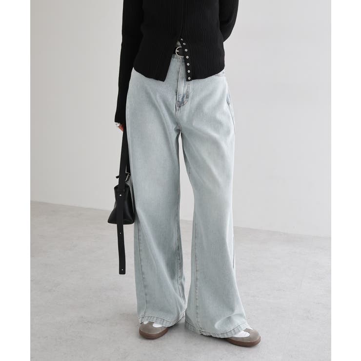 ライトブルー | セミフレア デニム パンツ | andme