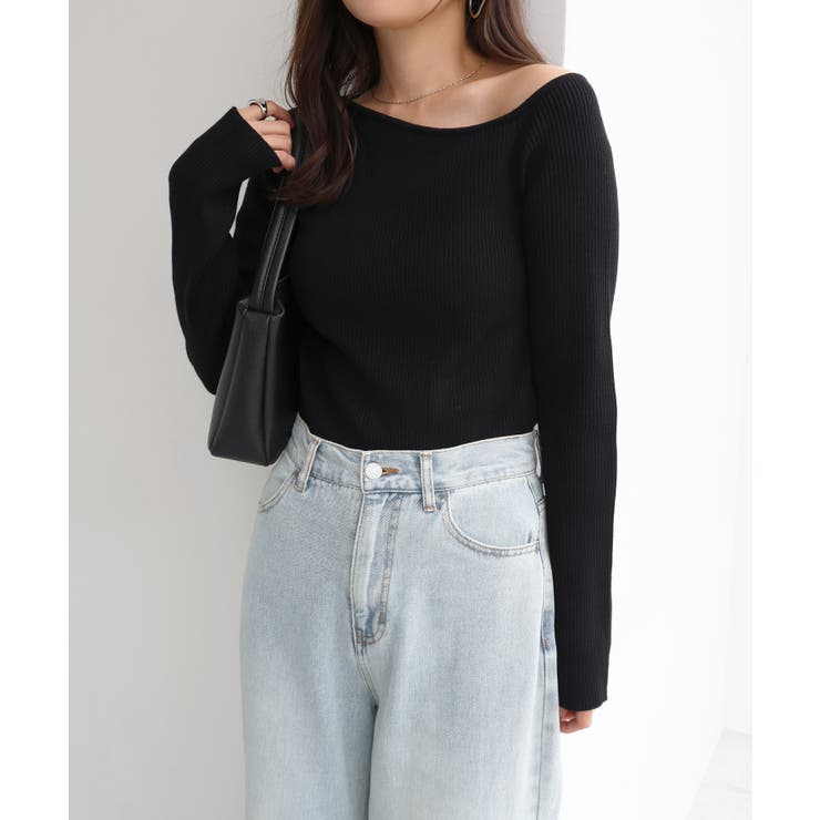 ブラック | デザイン ネック リブ | andme