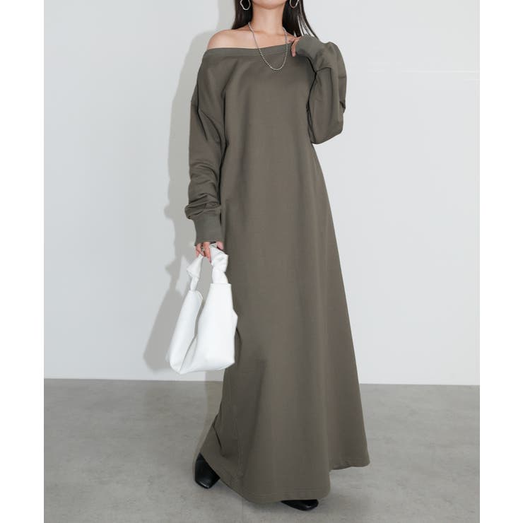 オフショルダー スウェット ワンピース[品番：AZ000005052]｜andme