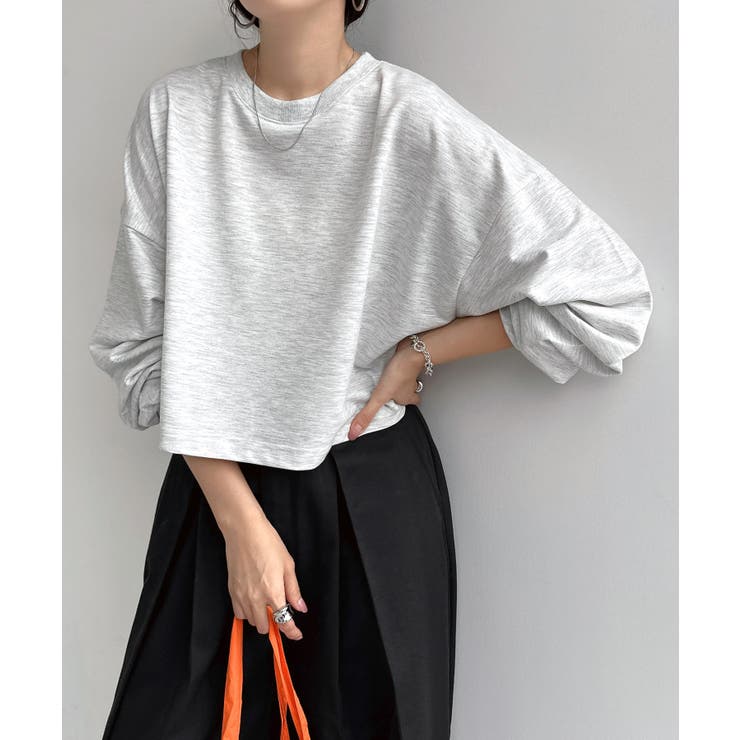 杢オートミール | スウェット ショート丈 長袖 | andme