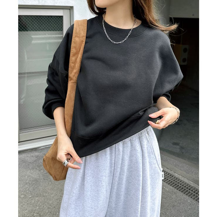 ブラック | 裏起毛 ショート丈 スウェット | andme