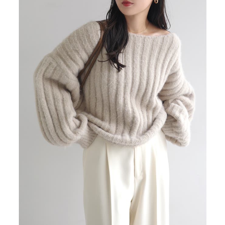 ベージュ | マシュマロタッチ 長袖 リブ | andme