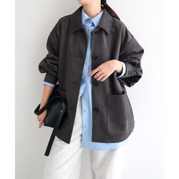 スミクロ | フェイクスエード カバーオール ジャケット | andme