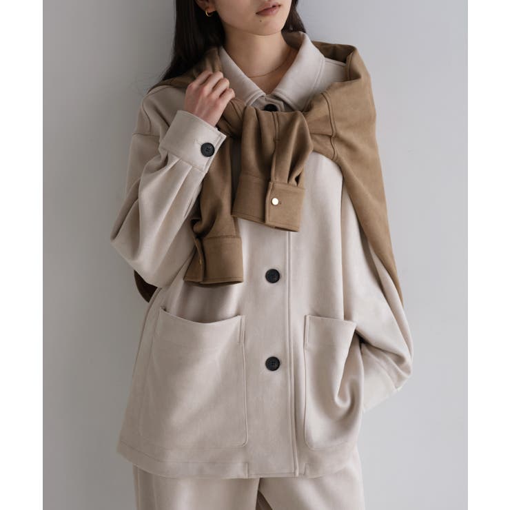 アイボリー | フェイクスエード カバーオール ジャケット | andme