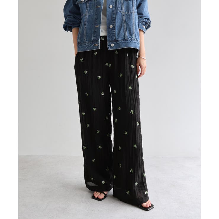 ブラック | 小花柄 シアー ワイド | andme