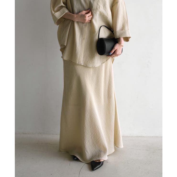 ライトベージュ | リネンブレンド ロング ナロースカート | andme
