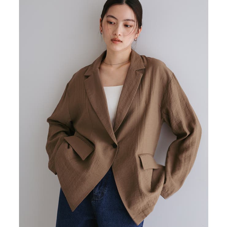 モカブラウン | リネンブレンド テーラード シアー | andme