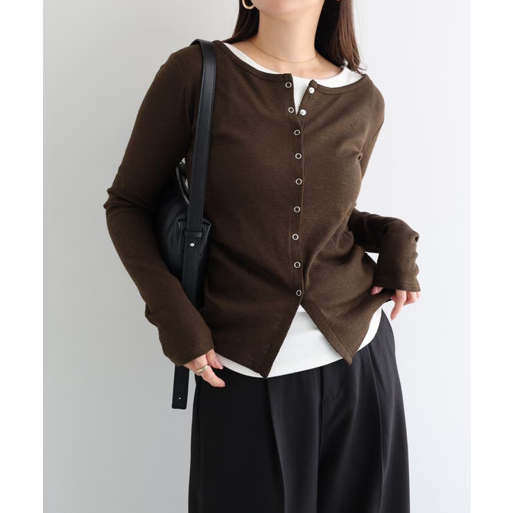ブラウン | シアー カーディガン スラブリブ | andme