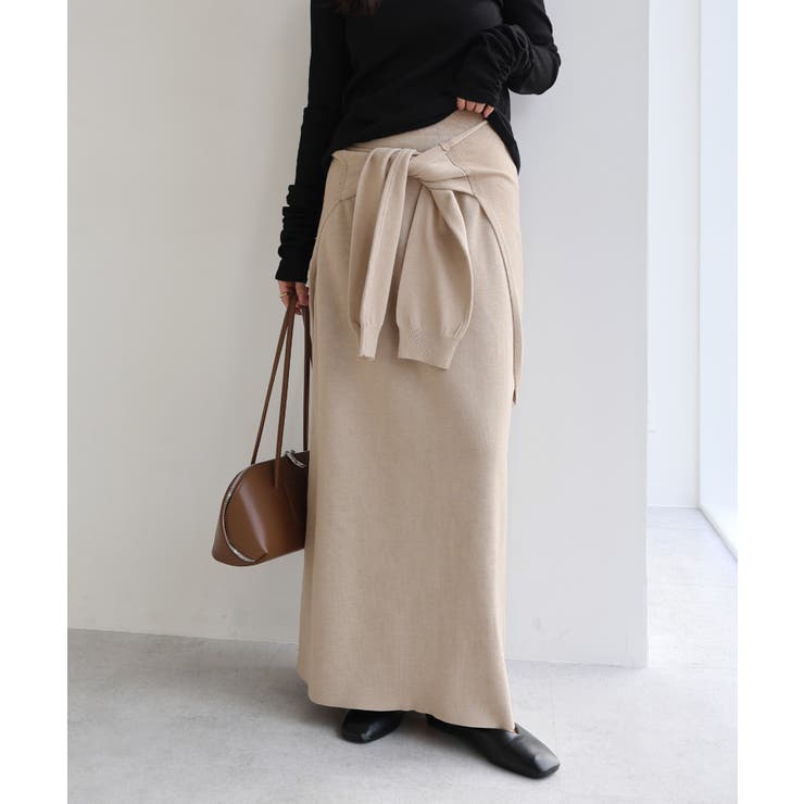 ライトベージュ | フェイク レイヤード ニット | andme