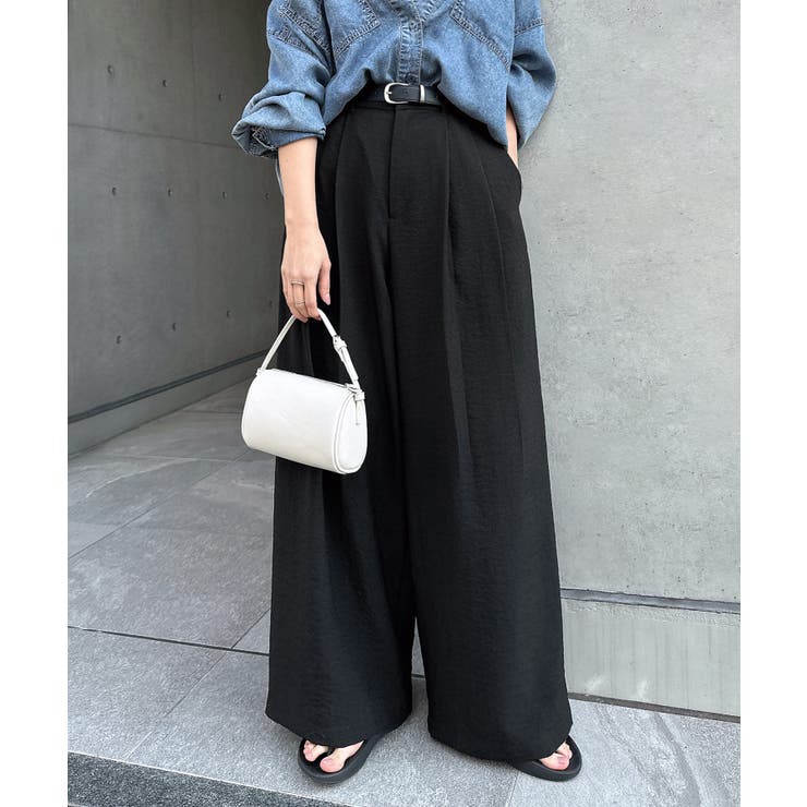 ブラック | タック ワイド パンツ | andme