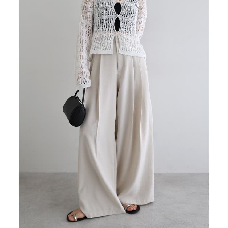 アイボリー | タック ワイド パンツ | andme