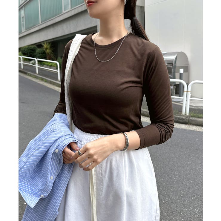 ブラウン【A】 | 【選べるネックデザイン】長袖 シアー Tシャツ | andme