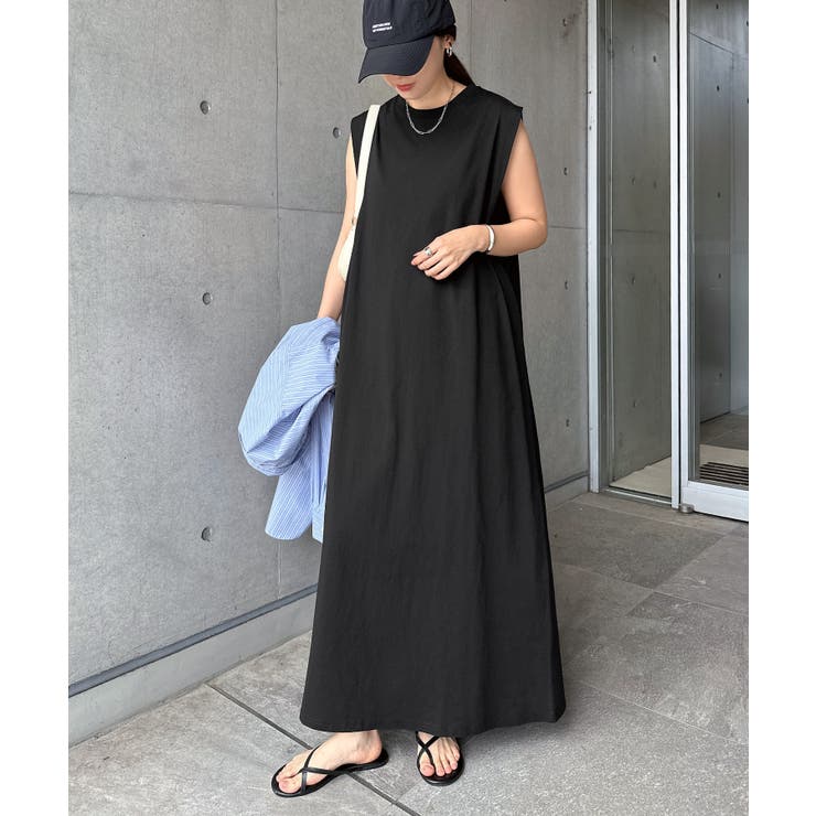 ブラック | オーバーサイズ ノースリーブ ロング | andme