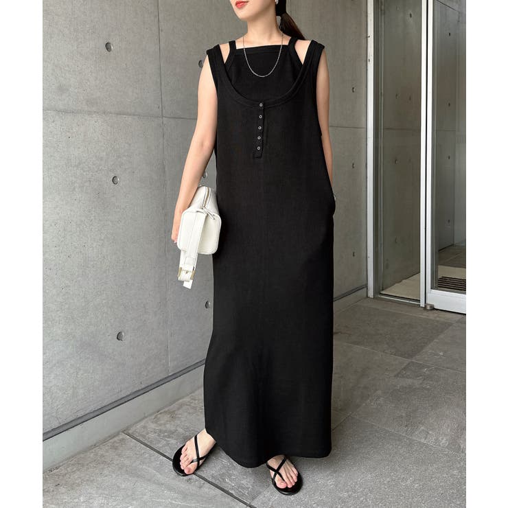 ブラック | キャミソール付き 2way ロング | andme