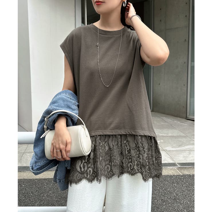 スミクロ | 裾レース フレンチスリーブ トップス | andme