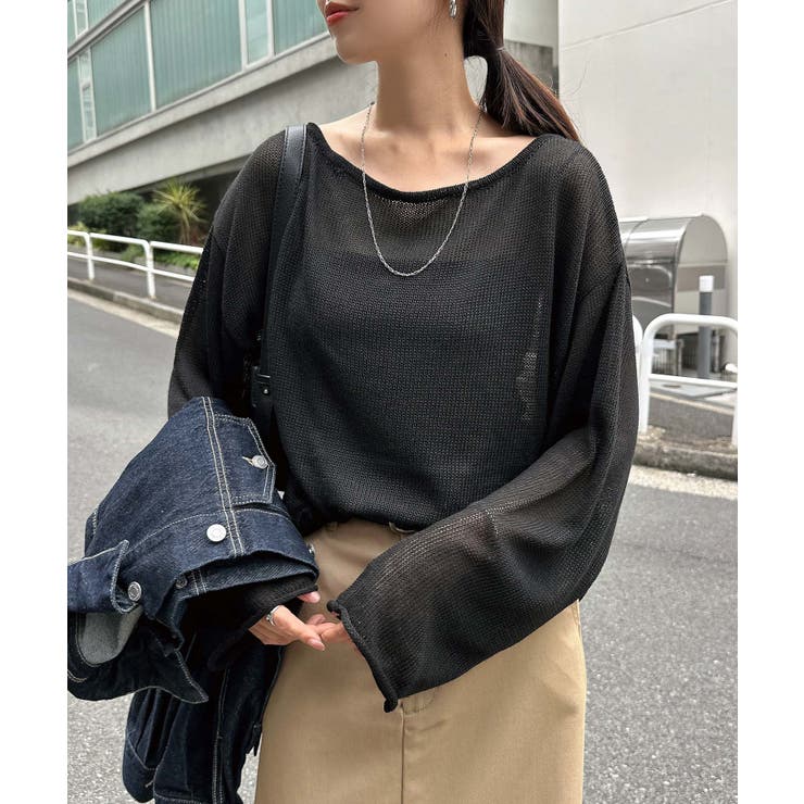 ブラック | 透かし編み ニット トップス | andme