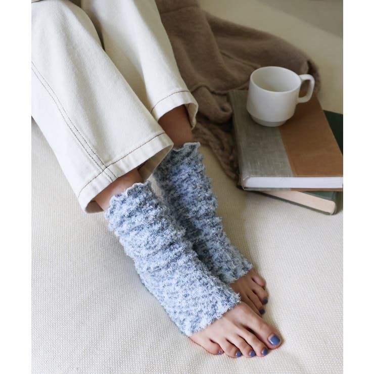 ブルー | メランジ ふわふわ レッグウォーマー | andme