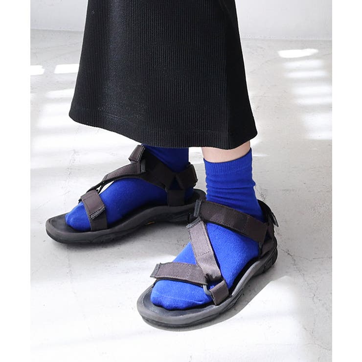 ブルー | コットン混 平編み クルーソックス レディース ベーシック 春 夏 秋 冬 | andme