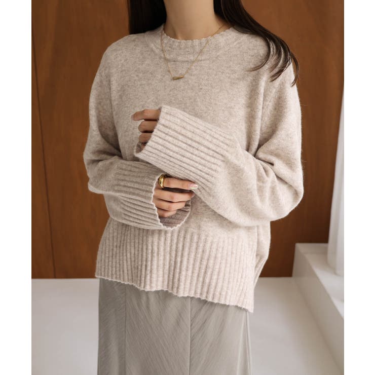 ベージュ | ヘアリー 短丈 ニット | andme