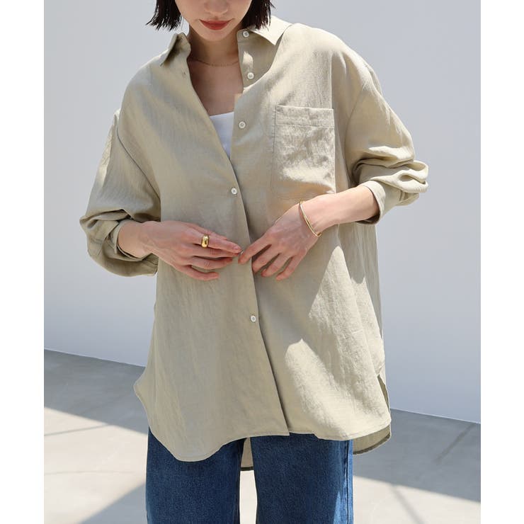 ベージュ | リネンブレンド オーバーサイズ シャツ | andme