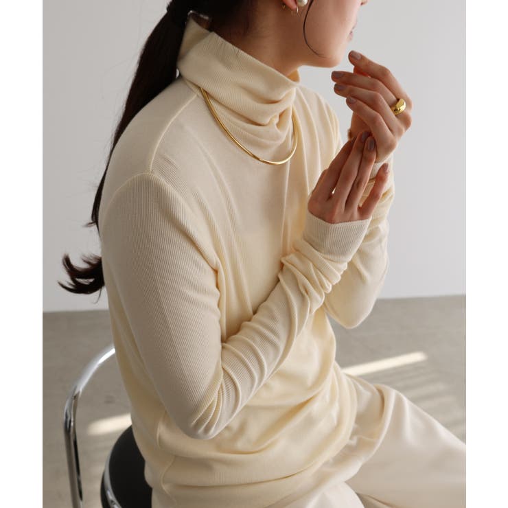 クリーム | テレコリブ ハイネック プルオーバー | andme