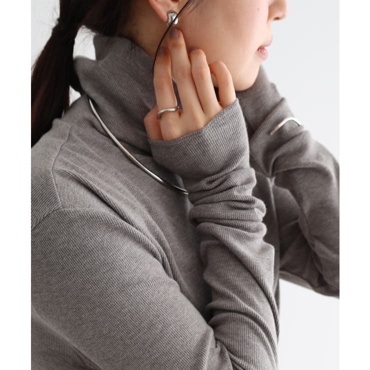 グレー | テレコリブ ハイネック プルオーバー | andme