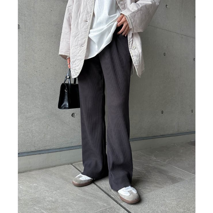 スミクロ | セルフカット リブ セミフレアパンツ | andme