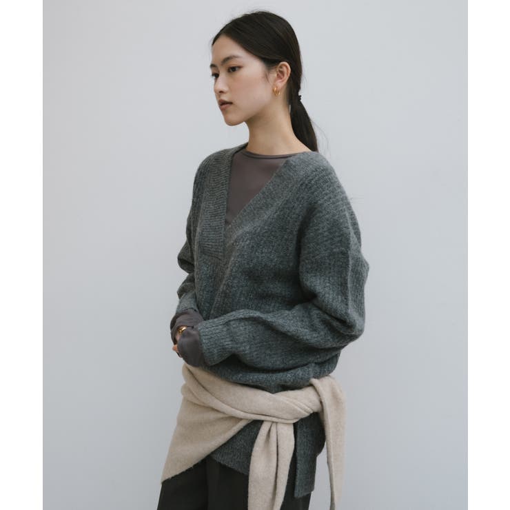 Vネック 片畦ニット トップス[品番：AZ000004159]｜andme（アンドミー