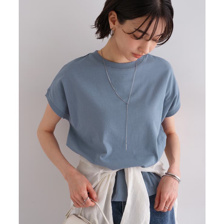 ブルーグレー | 汗染み防止 フレンチスリーブ Tシャツ | andme