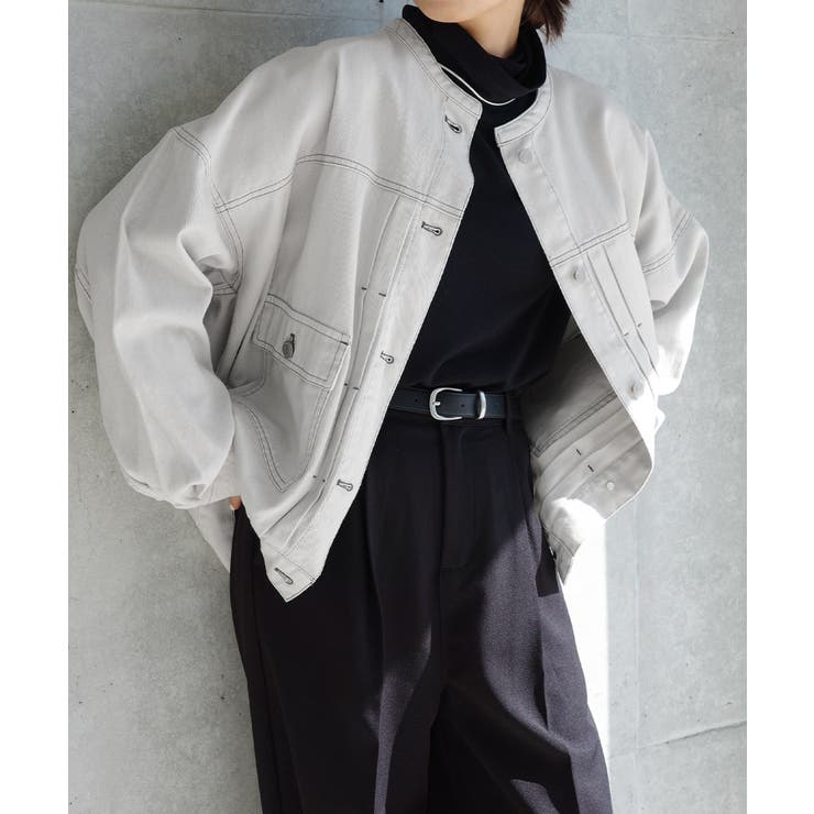 オーバーサイズ ノーカラー デニム[品番：AZ000004416]｜andme