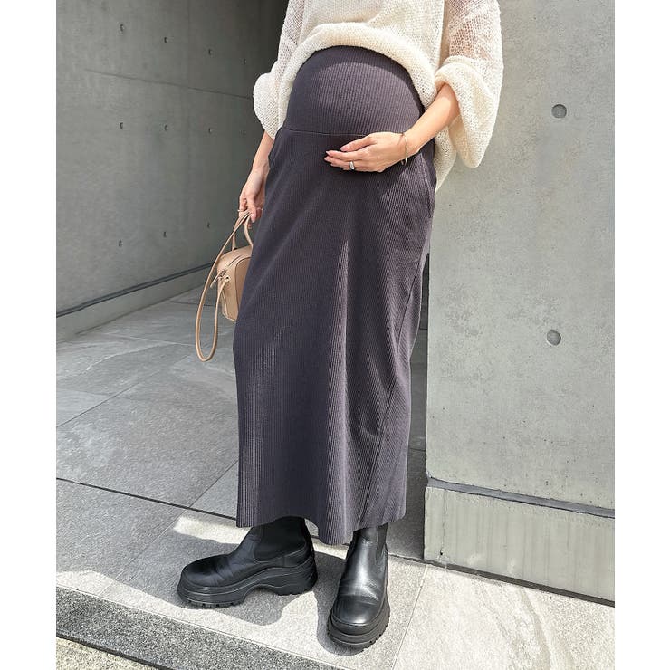 スミクロ【予約B】 | マタニティ セルフカットリブ タイトスカート | andme