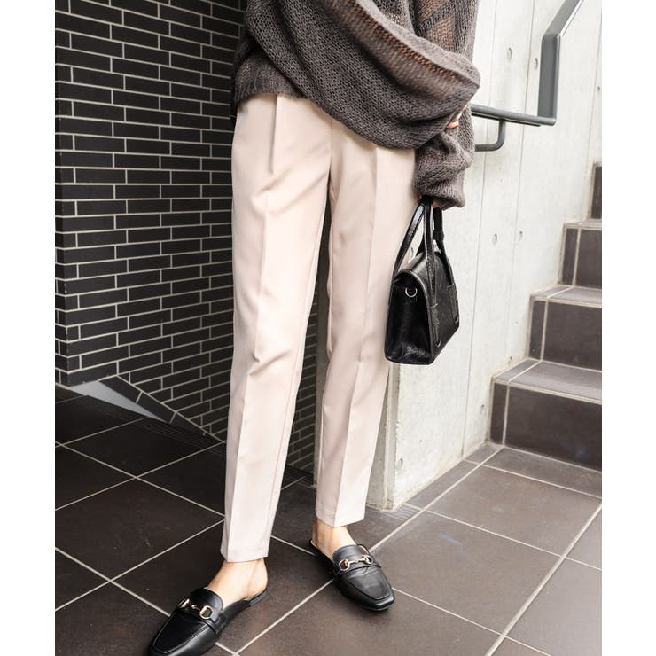 ライトベージュ | ストレッチ センタープレス テーパードパンツ | andme