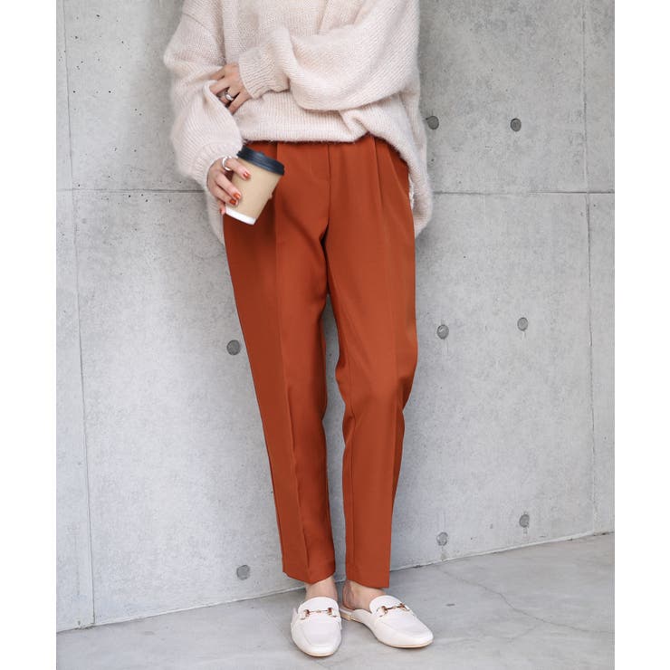 テラコッタ | ストレッチ センタープレス テーパードパンツ | andme