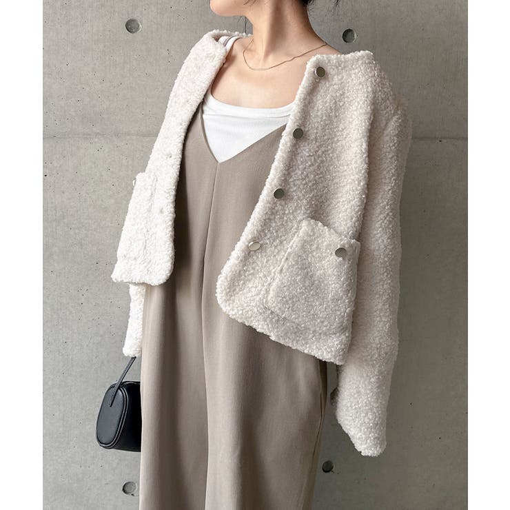 グレージュ | Vネック ワイド サロペット | andme