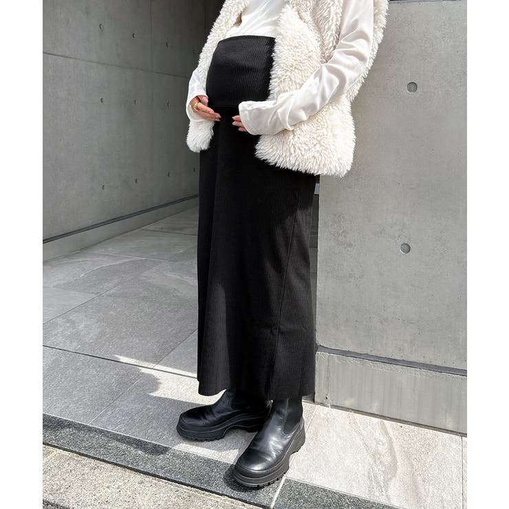 ブラック【予約D】 | マタニティ セルフカットリブ タイトスカート | andme