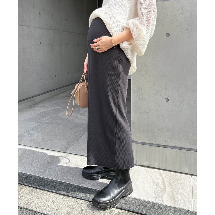 スミクロ【予約B】 | マタニティ セルフカットリブ タイトスカート | andme
