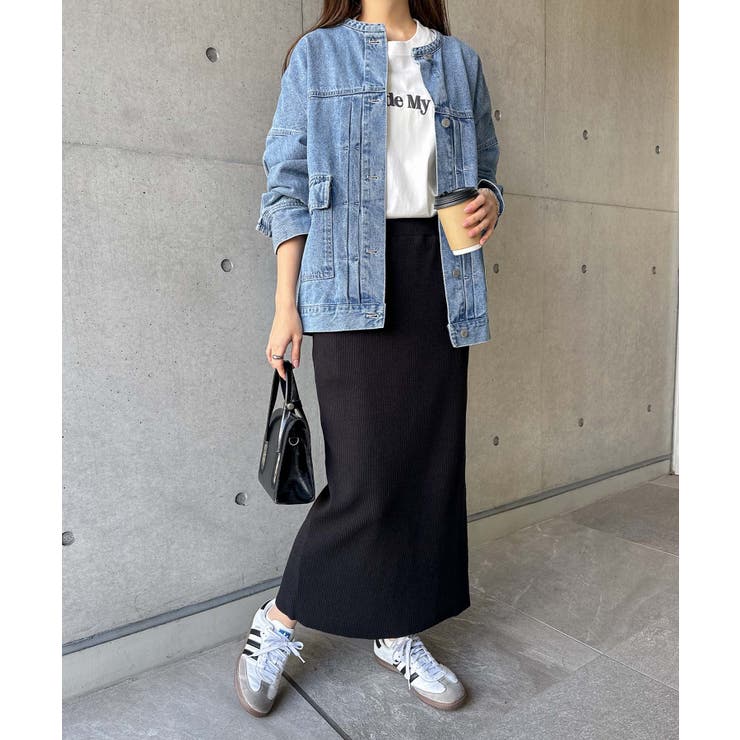 ブラック | セルフカットリブ タイト スカート | andme