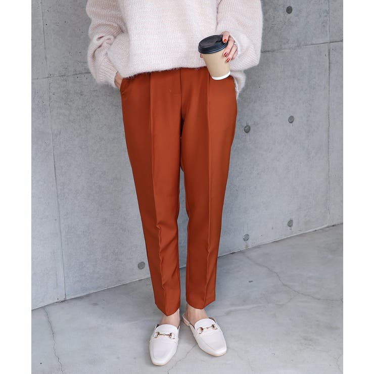 テラコッタ | ストレッチ センタープレス テーパードパンツ | andme