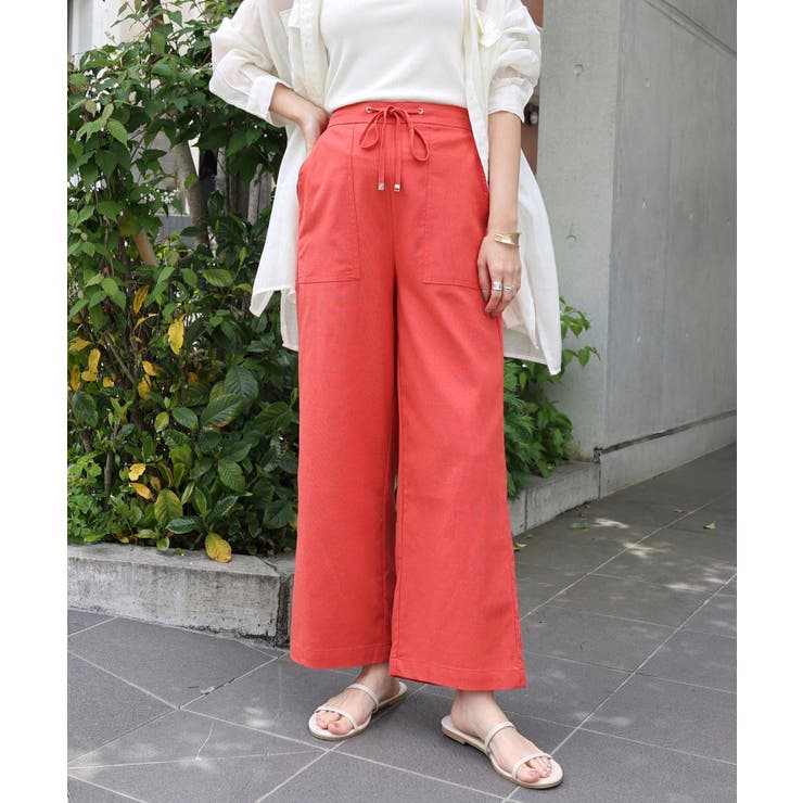 レッド | リネン ベイカー ワイドパンツ | andme