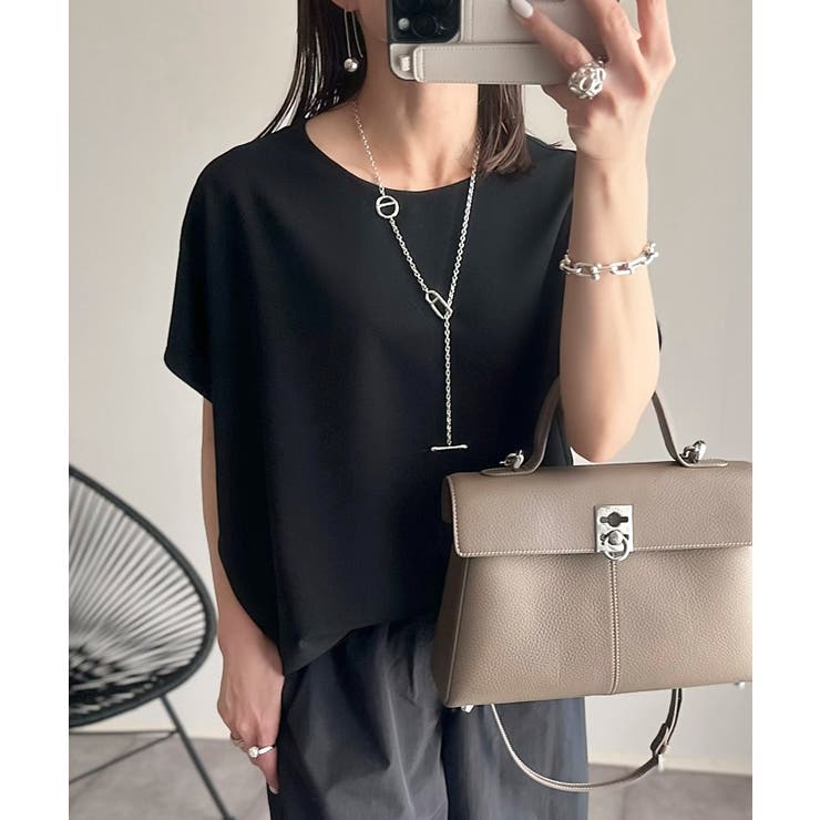 梨地ポンチ ドルマンスリーブ トップス[品番：AZ000004013]｜andme  