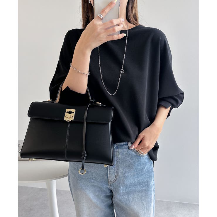 ブラック | 梨地ポンチ ドルマンスリーブ トップス | andme