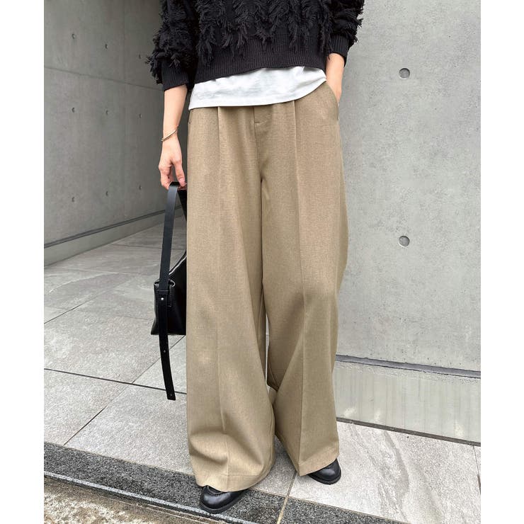 ベージュ | タック スラックス ワイド | andme