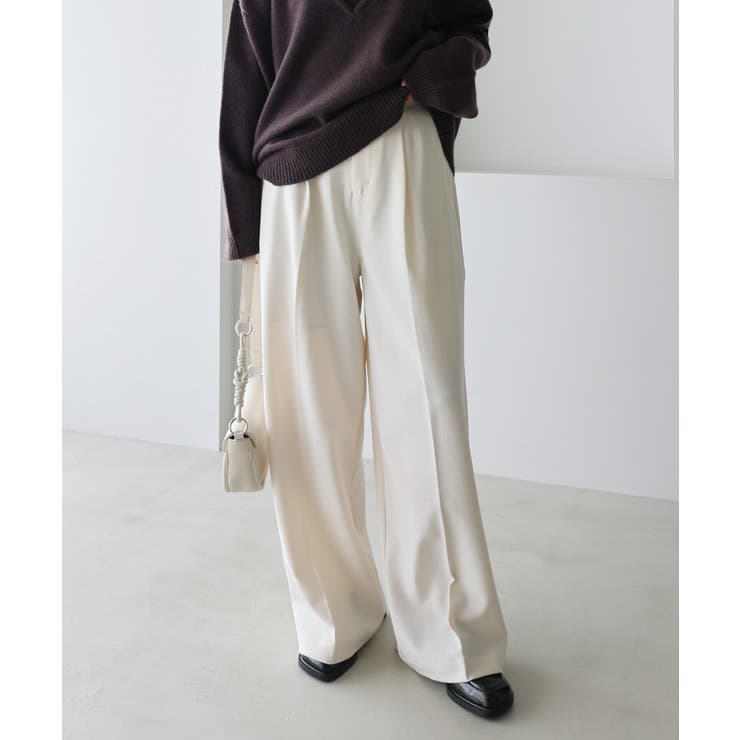 オフホワイト | タック スラックス ワイド | andme