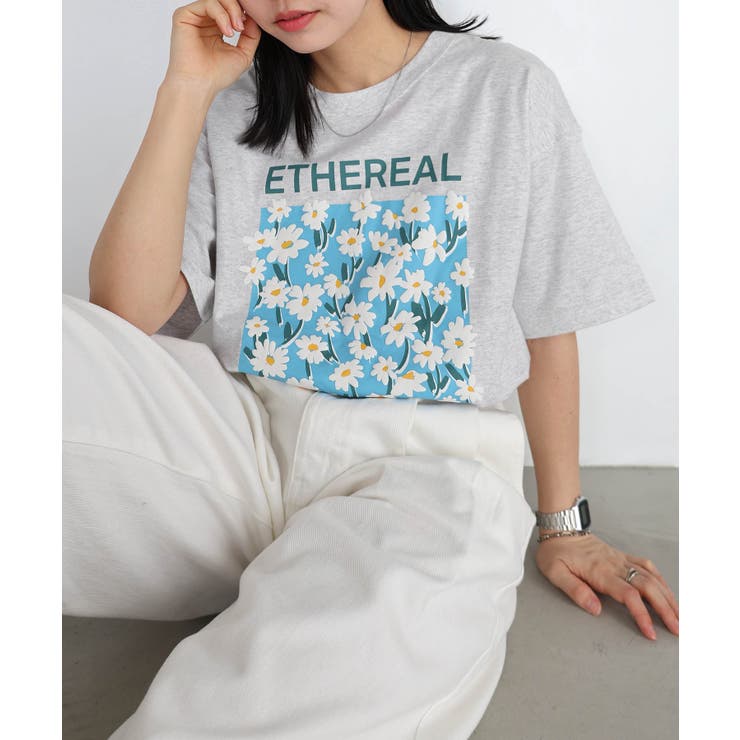 フラワープリント 半袖 Tシャツ[品番：AZ000004616]｜andme